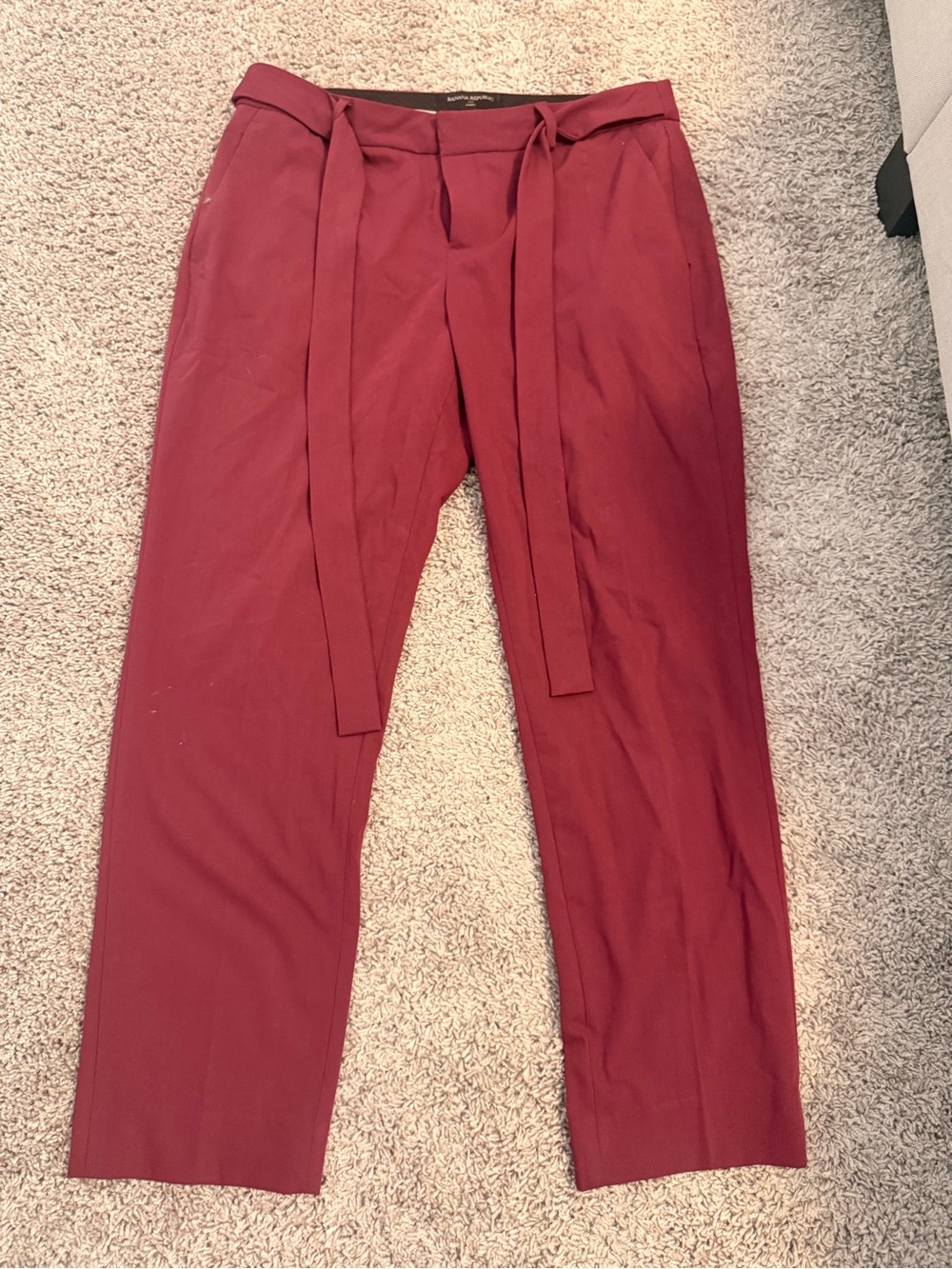 Banana Republic Burgundy Paperbag Waist Ankle Pants